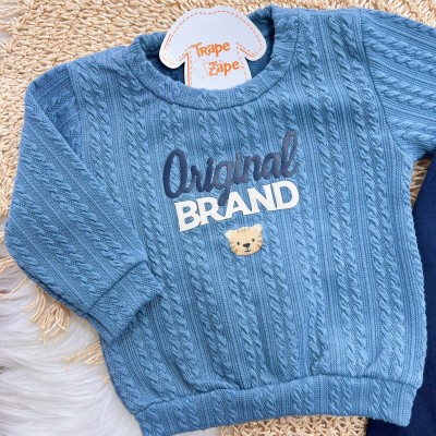 Conj. Casaco Original Brand e Calça de Moletom - Azul Jeans